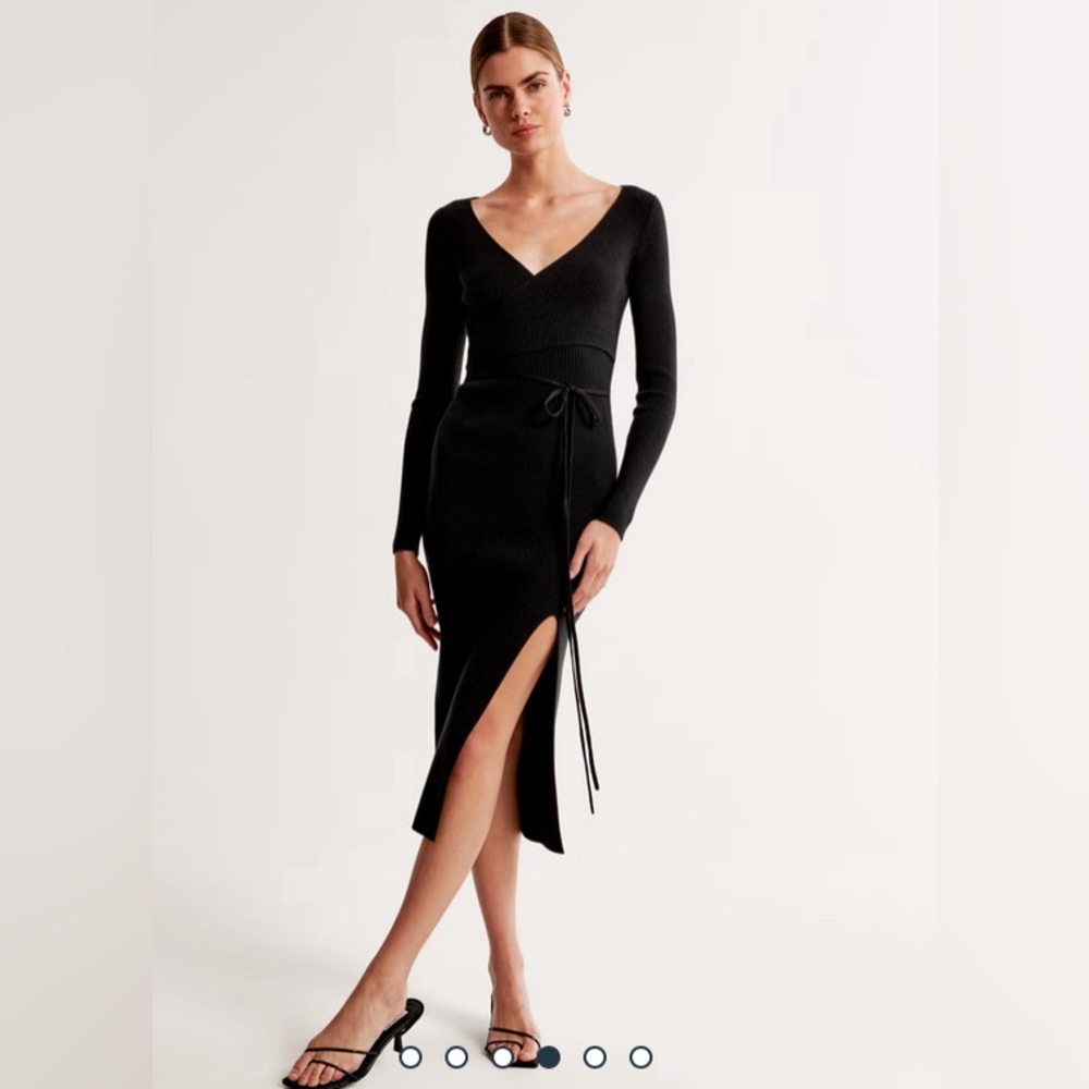 Abercrombie and Fitch Long sleeve wrap midi sweater dress
